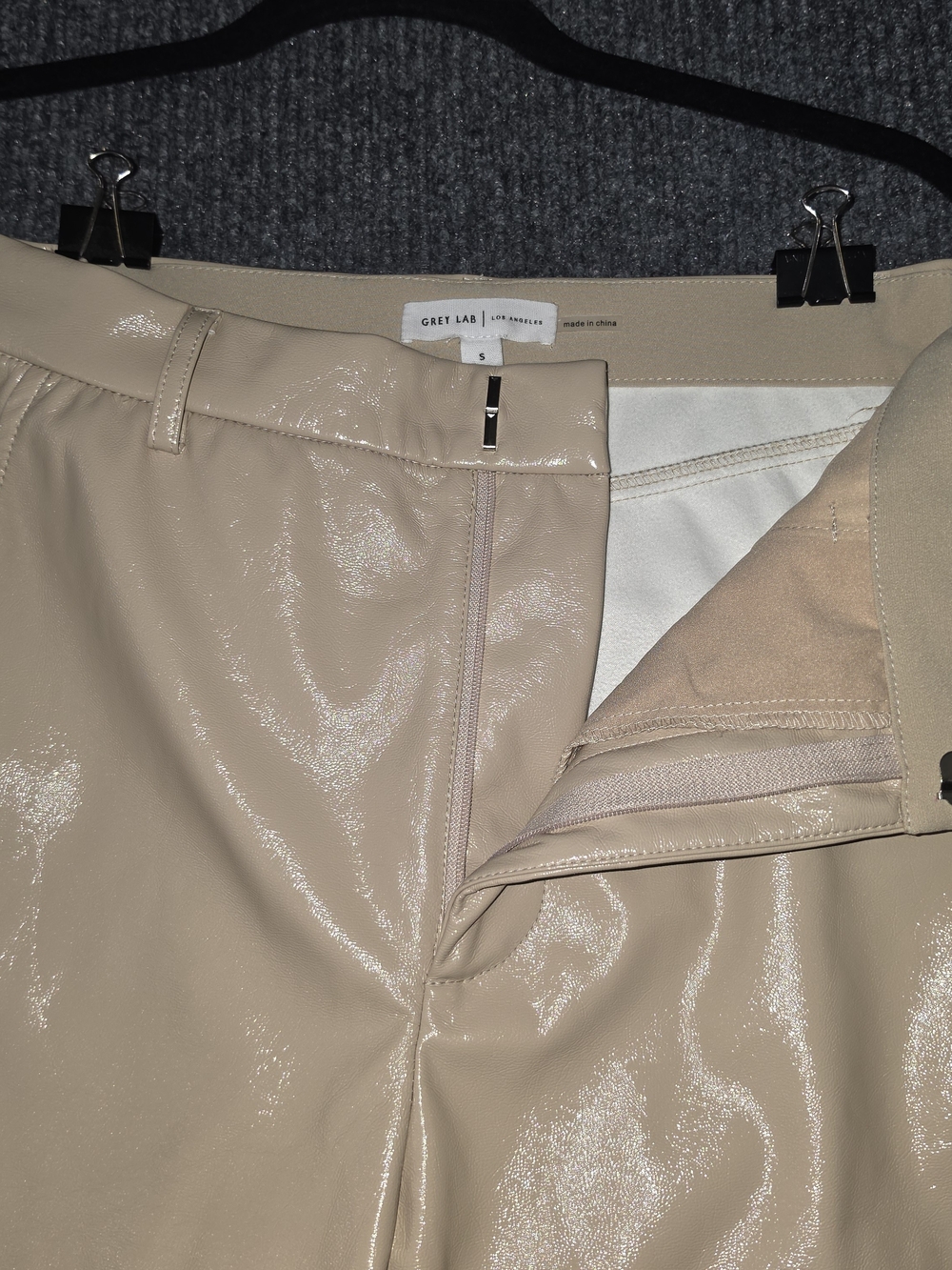 GREY LAB Beige Straight-Leg Shiny Pants - Picture 5 of 9